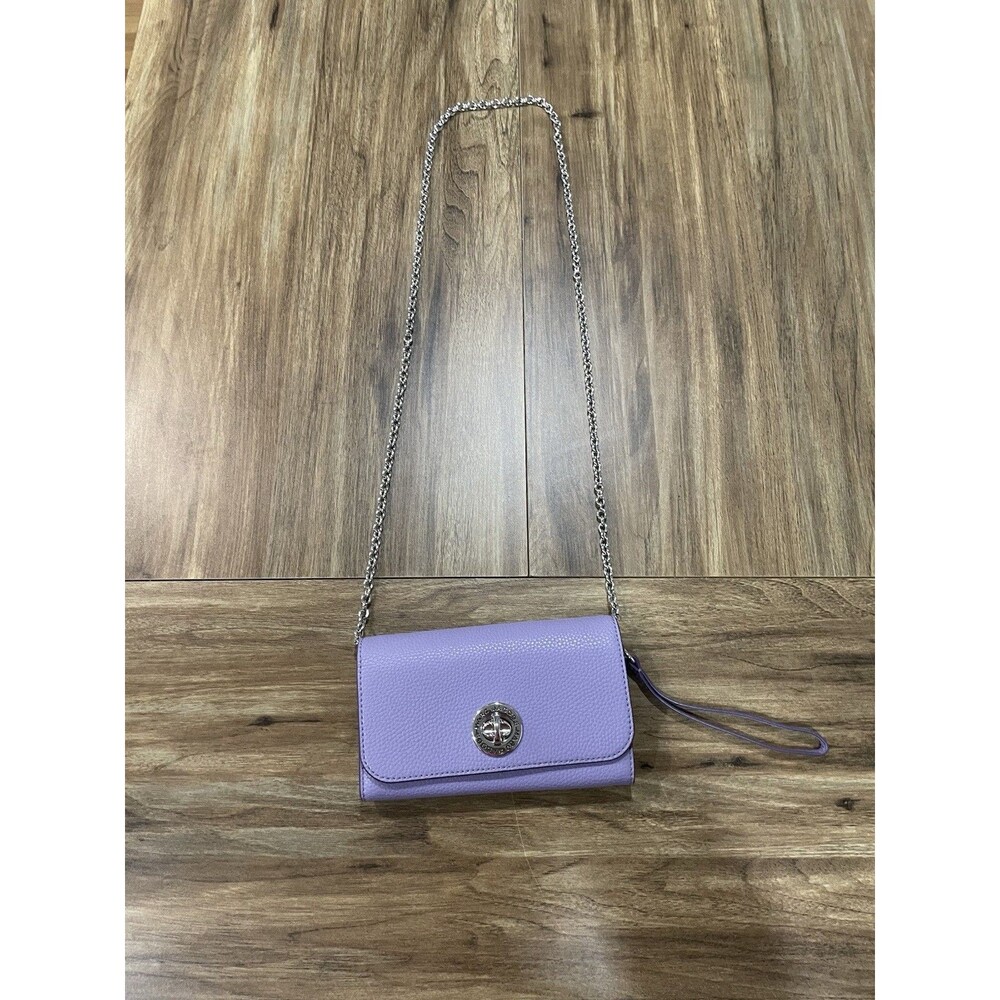 Marc‎ Jacobs Purple Pebble Leather The Turn Lock Wallet on Chain Crossbody Bag